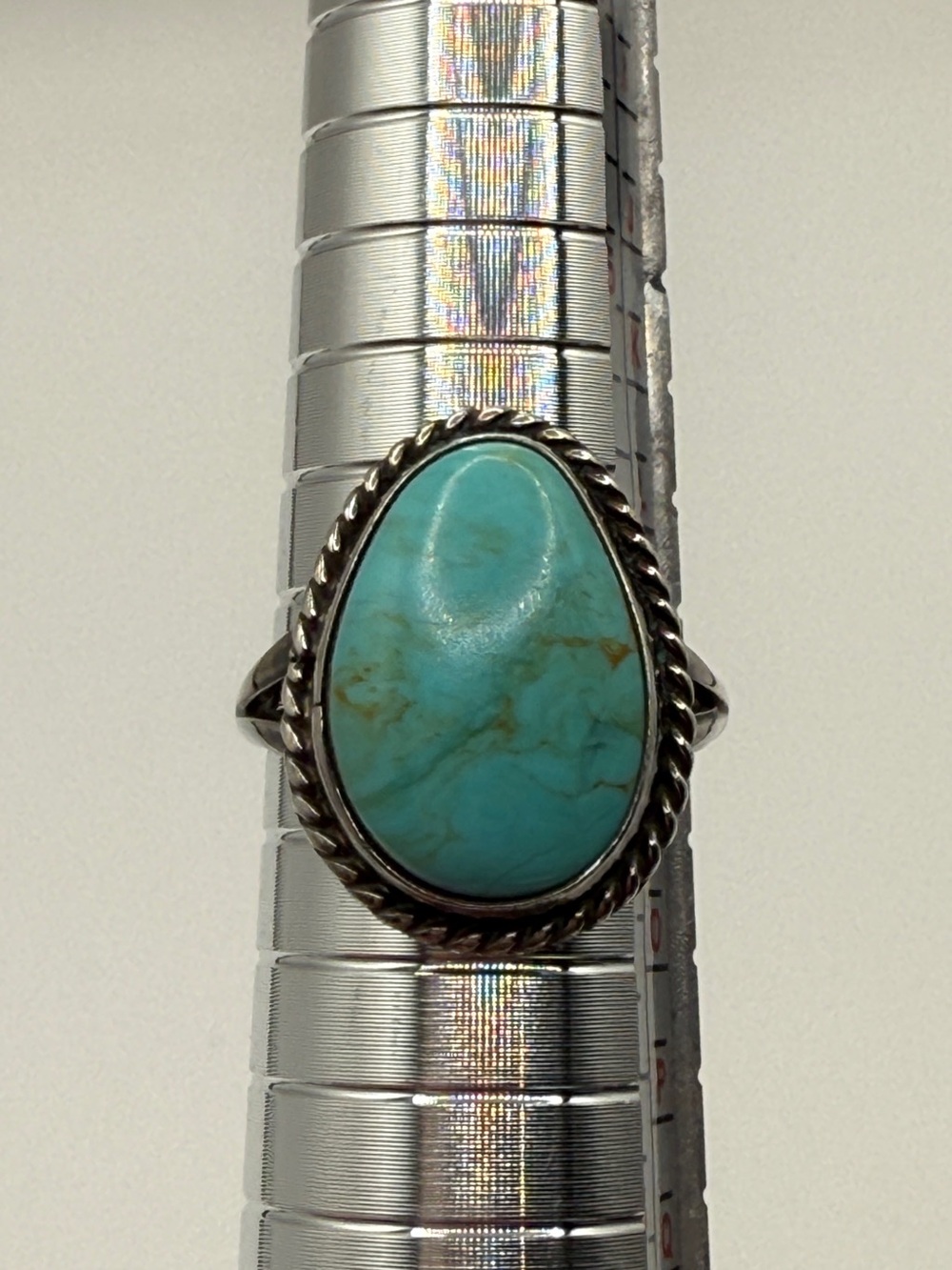 Vintage Navajo Sterling Silver Turquoise Ring 925 size 6.5 Really pretty stone! - Picture 3 of 14